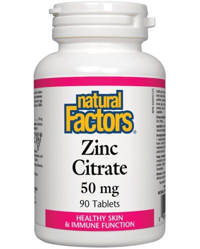 Zinc Citrate, 50 mg, 90 таблетки, Natural Factors - 1