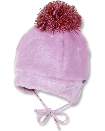 Зимна шапка с пискюл Sterntaler - 37 cm, 2-3 месеца, розова - 1