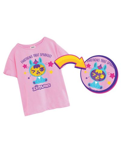 Комплект тениска с животинче Zequins - Sparkle Power с личице от пайети - 2