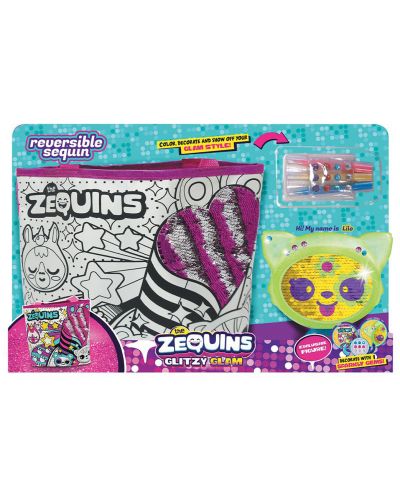 Комплект чанта за оцветяване с животинче Zequins - Glitzy Glam, с личице от пайети