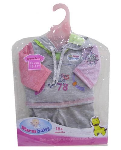 Комплект дрешки за кукла Warm Baby - Спортни, 42 cm, асортимент - 2