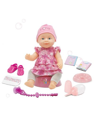 Пишкаща кукла-бебе Warm Baby - 36 cm, с рокля на снежинки - 2