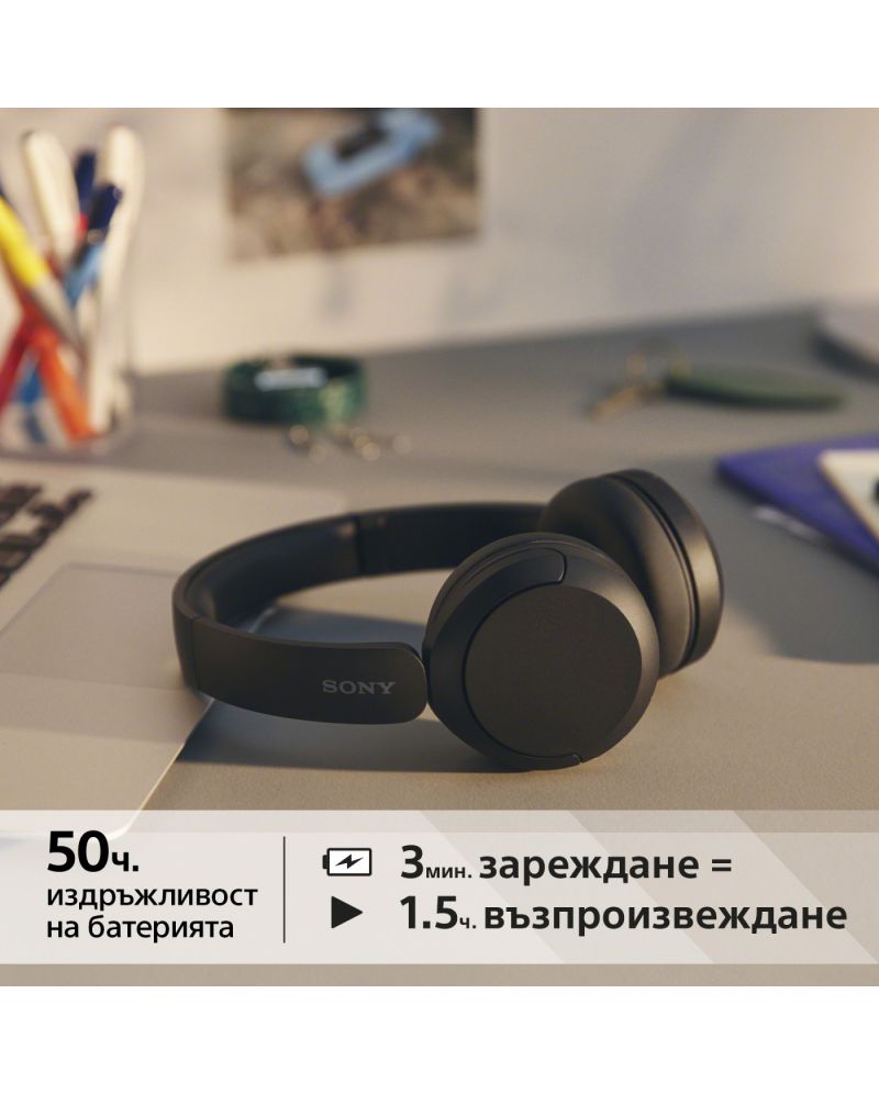 Безжични слушалки с микрофон Sony - WH-CH520, черни | Ozone.bg
