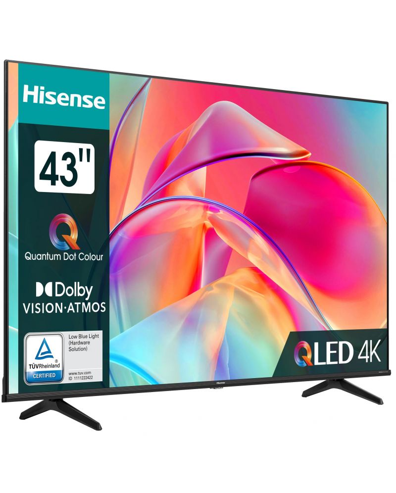 Смарт телевизор Hisense - 43E7KQ, 43'', QLED, 4K, черен ТОП цена | Ozone.bg