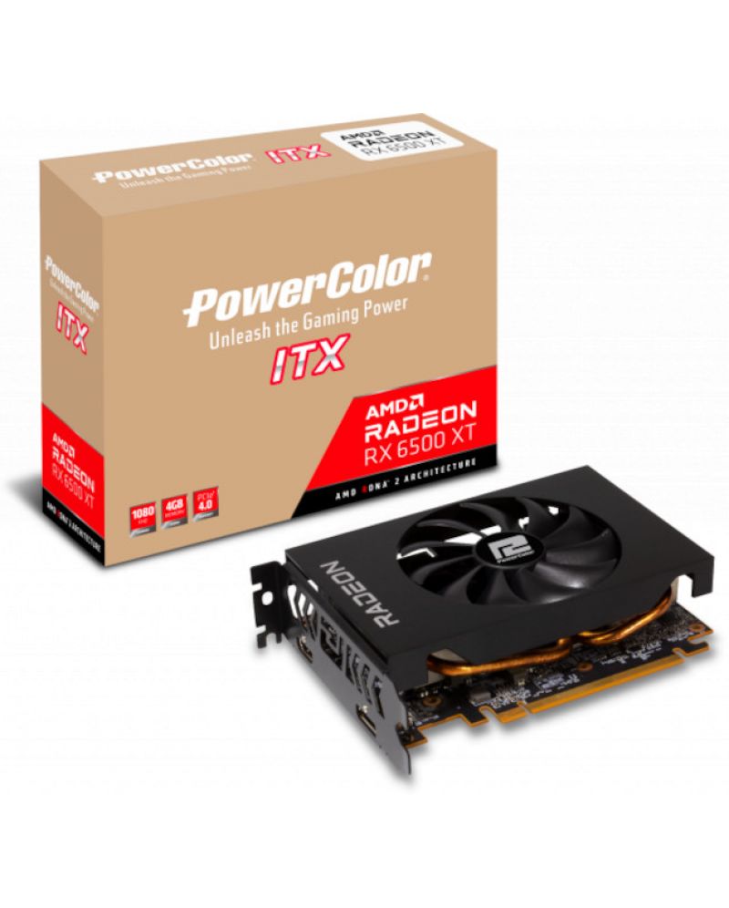Видеокарта PowerColor - AMD Radeon RX 6500 XT ITX, 4GB, GDDR6 | Ozone.bg