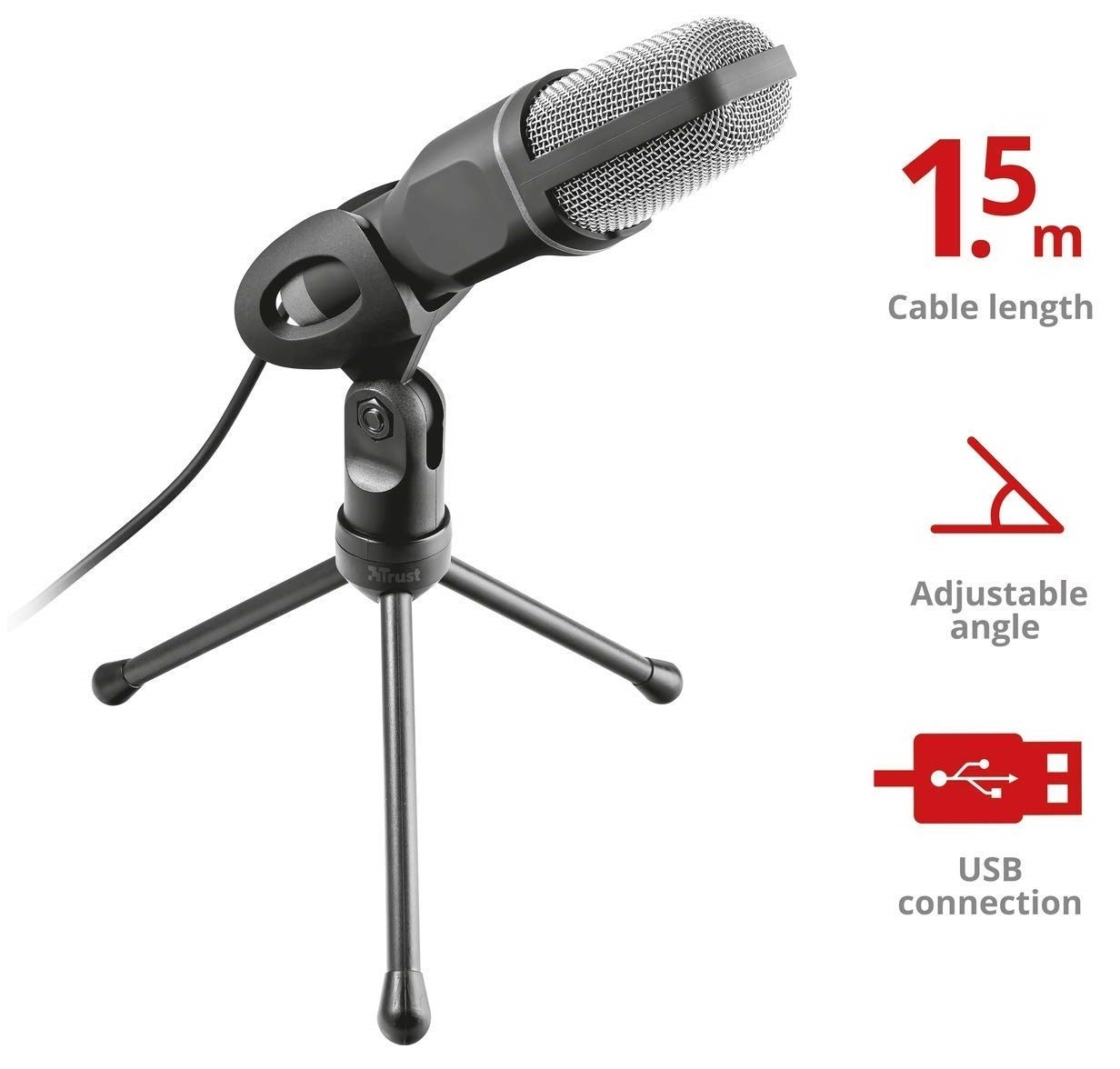 Микрофон Trust VOXA - USB, черен | Ozone.bg