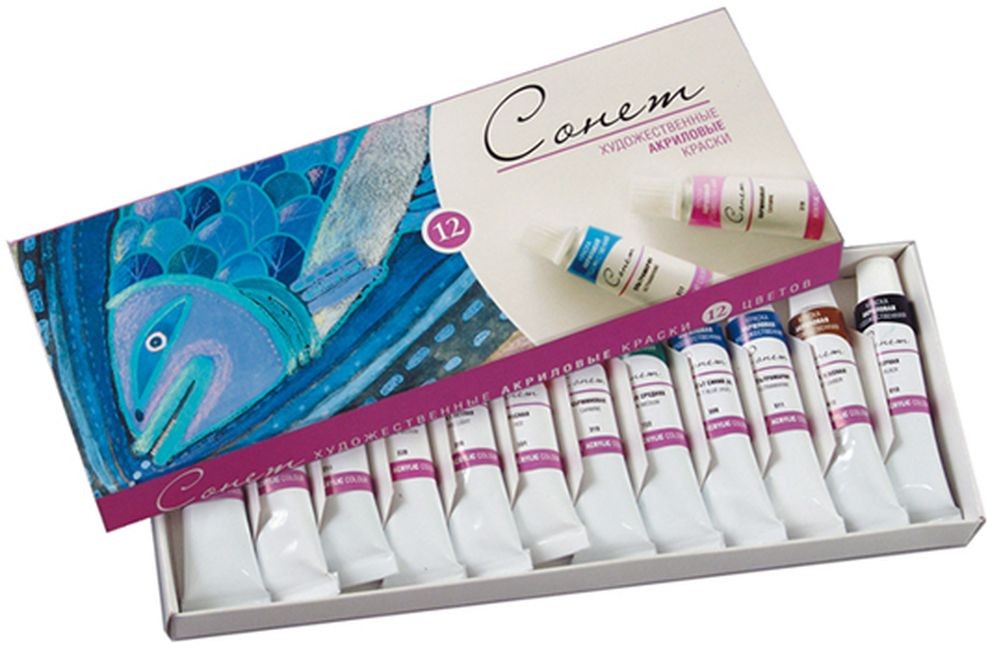 Акрилни бои Невская палитра Сонет - 12 цвята, 10 ml | Ozone.bg