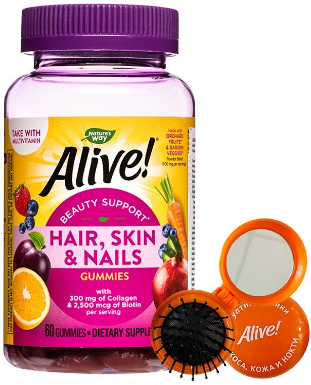 Alive Hair, Skin & Nails Premium Formula, 60 таблетки, Nature's Way ...