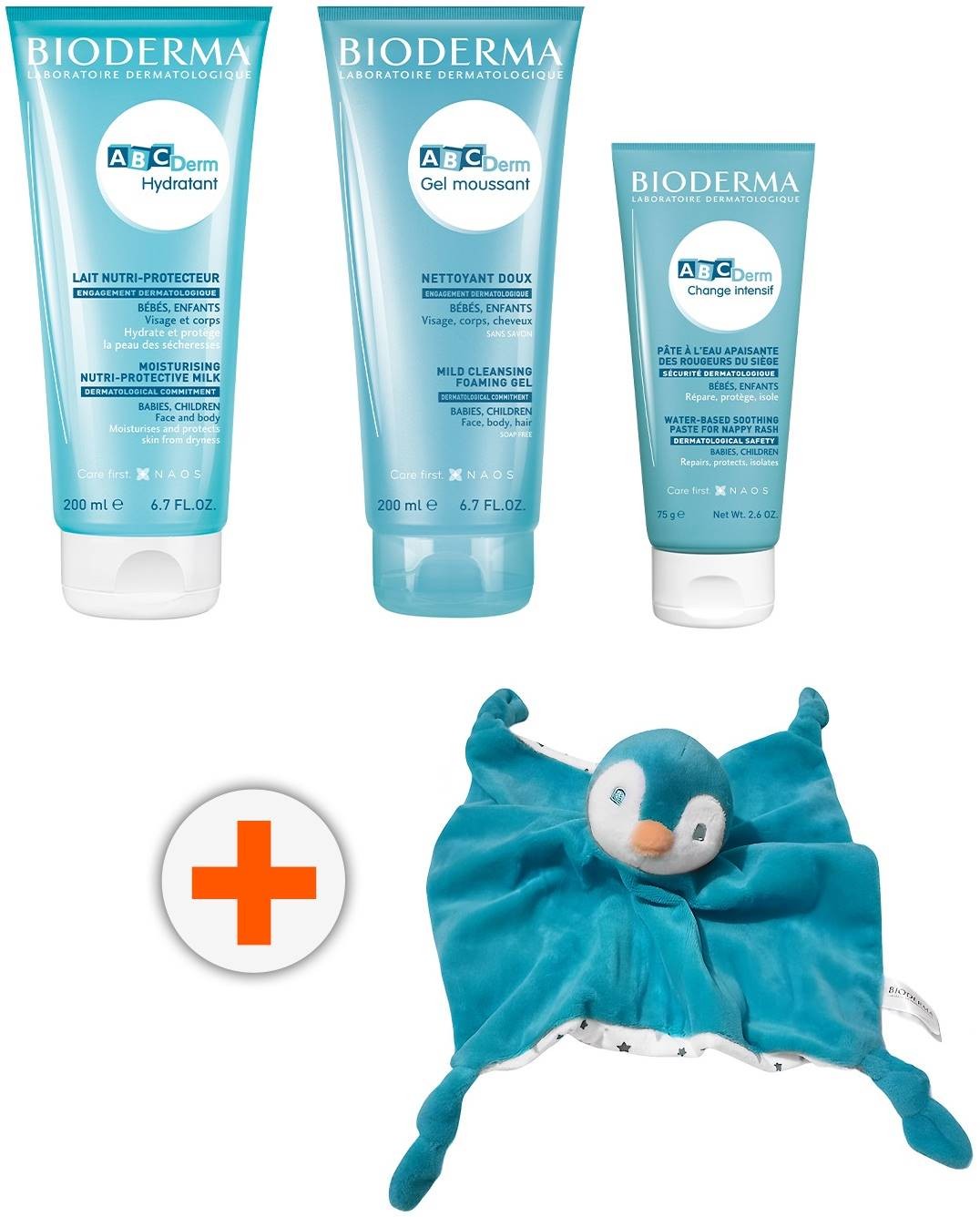 Bioderma ABC Derm Комплект - Измиващ гел, Мляко и Крем при подсичане, 2 ...