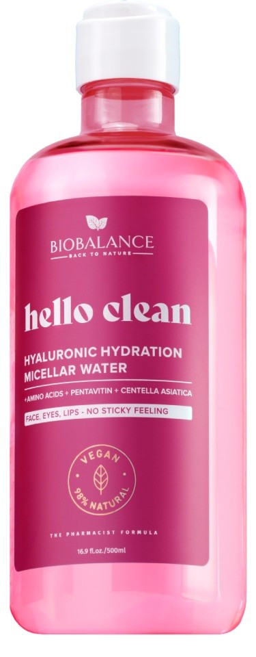 Biobalance Hello Clean Мицеларна вода с хиалурон за хидратация, 500 ml ...