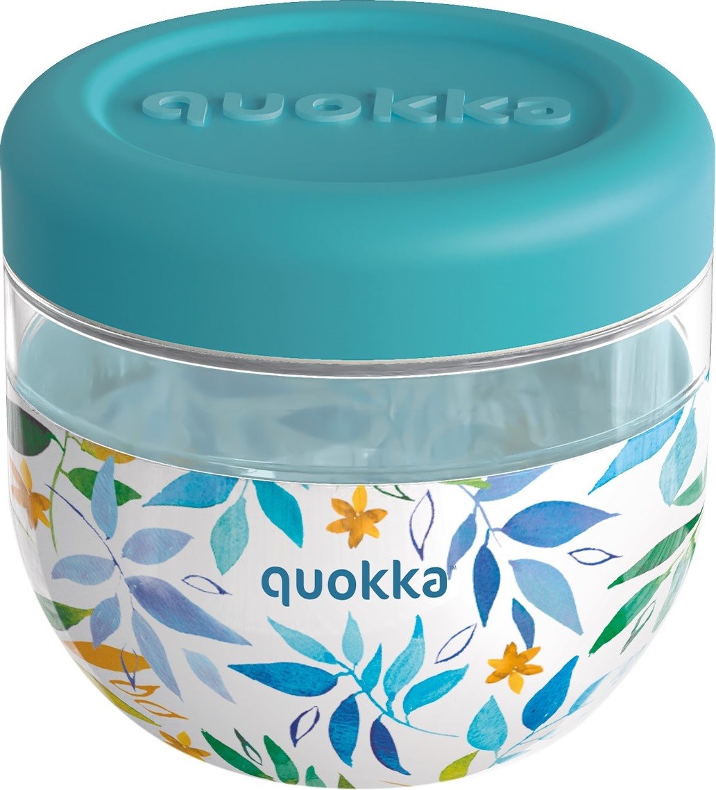 Quokka BUBBLE WATER LEAVES Contenitore Per Cibo 500 Ml - Ermetico Con Coperchio In Silicone, Senza BPA, Design Originale Antigoccia
