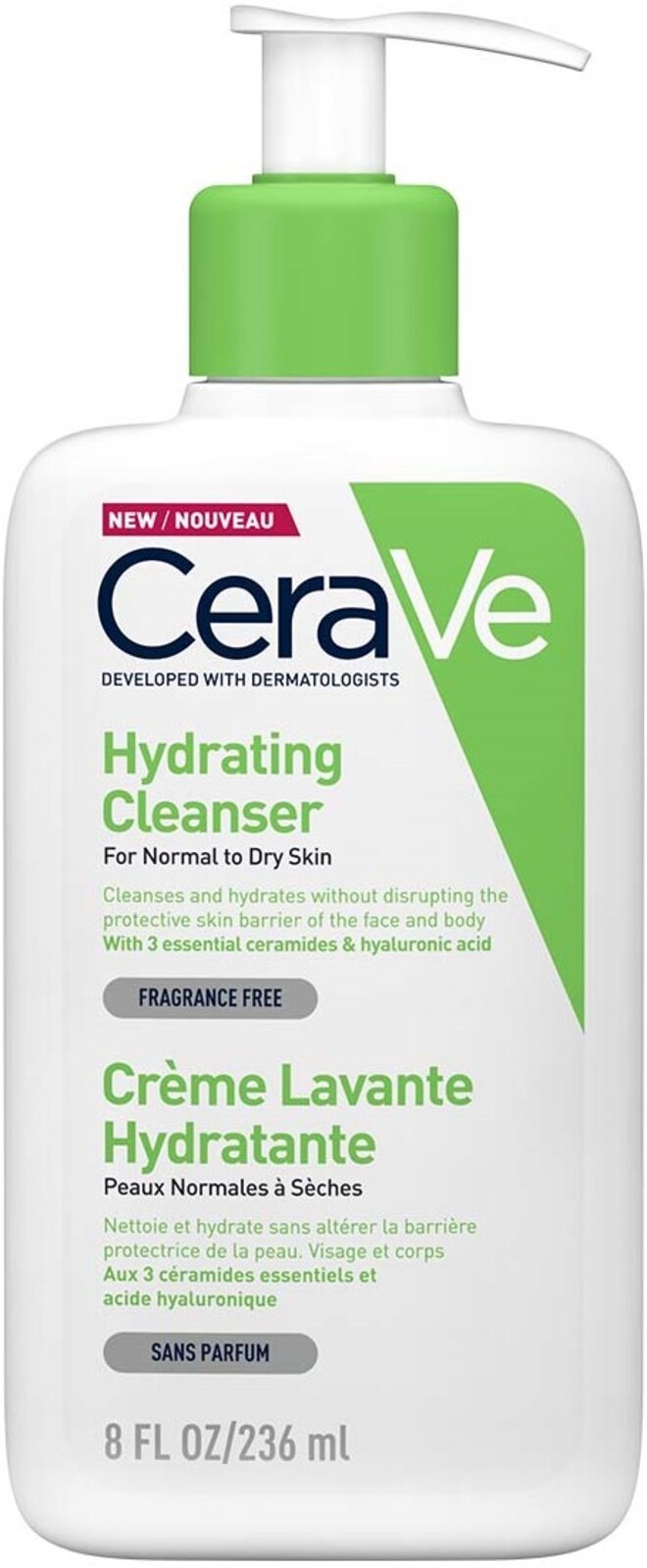 CeraVe Хидратиращ измиващ крем за лице и тяло, 236 ml | Ozone.bg
