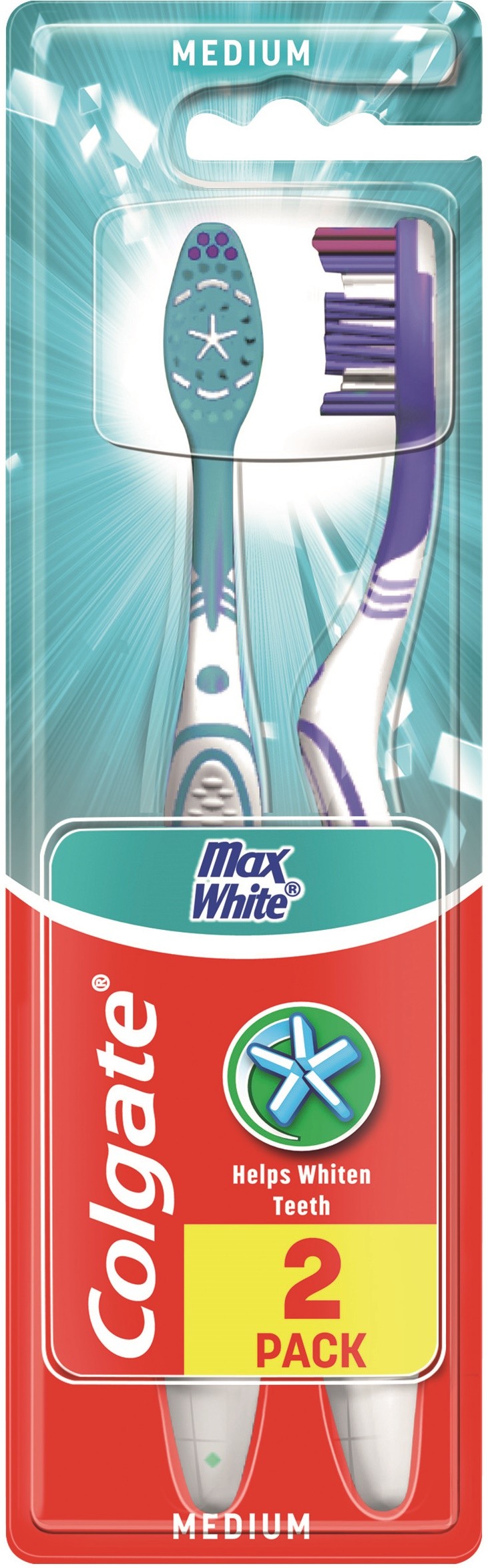 Colgate Max White Четки за зъби Medium, 2 броя | Ozone.bg