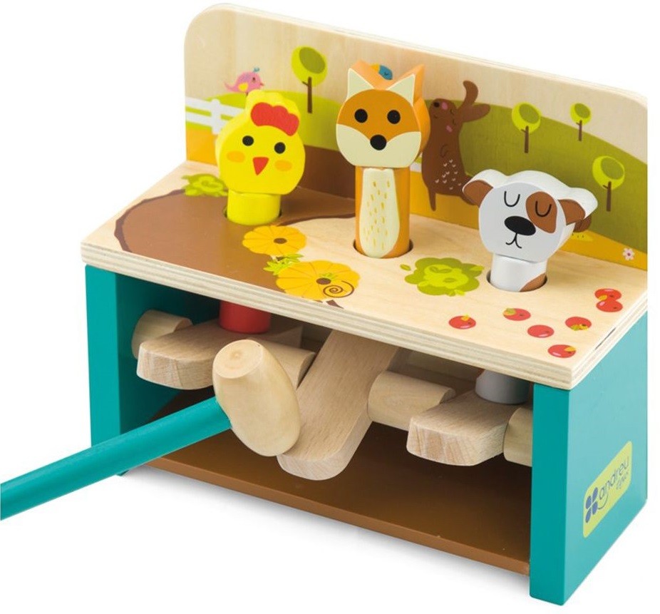 Дървена играчка Andreu toys - Удари и подскочи, Буболечки