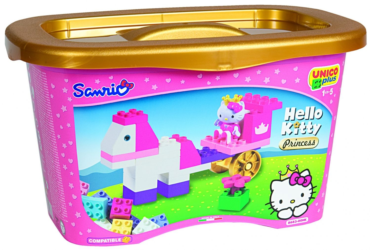 Детски конструктор Unico Plus Hello Kitty - Каляска, 44 части, в кутия ...