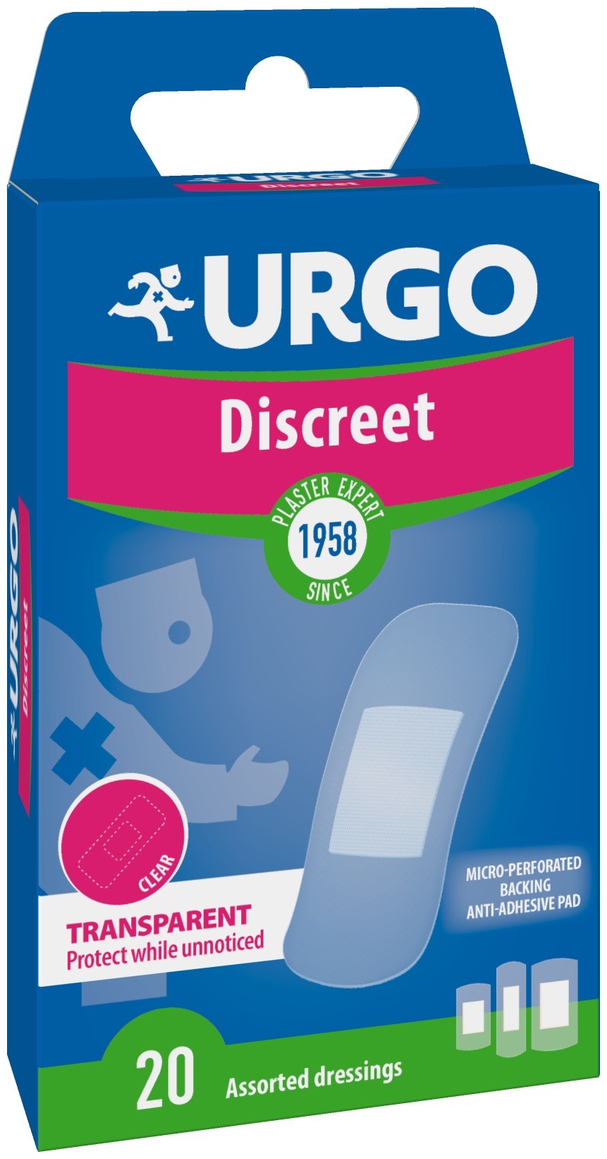 Discreet Дискретни пластири, 3 размера, 20 броя, Urgo | Ozone.bg