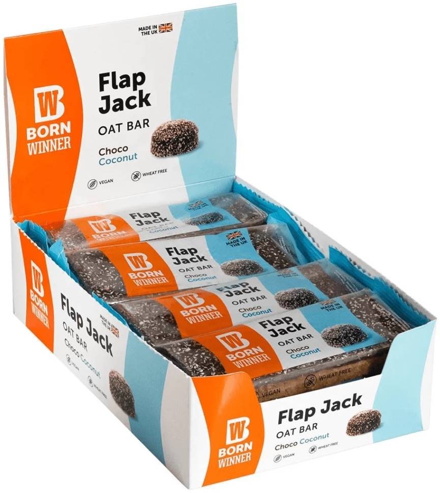 Flap Jack Oat Bar, шоколад с кокос, 12 броя, Born Winner | Ozone.bg
