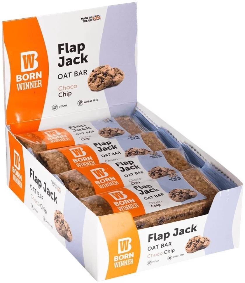 Flap Jack Oat Bar, шоколад с парченца, 12 броя, Born Winner Ozone.bg