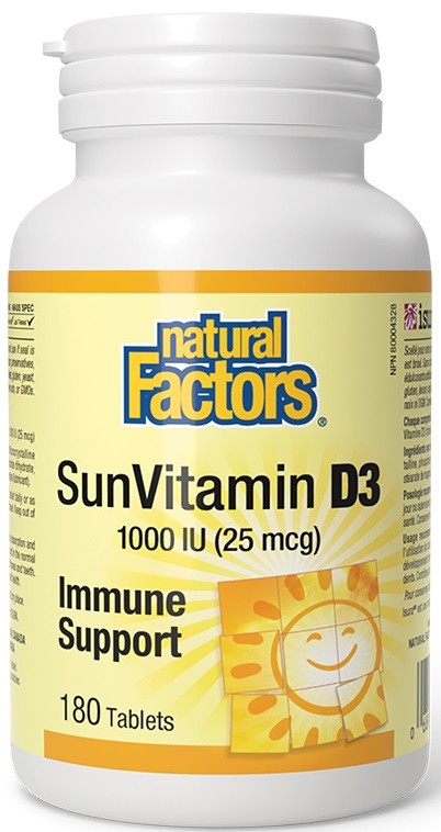 Vitamin D3, 1000 IU, 180 таблетки, Natural Factors | Ozone.bg