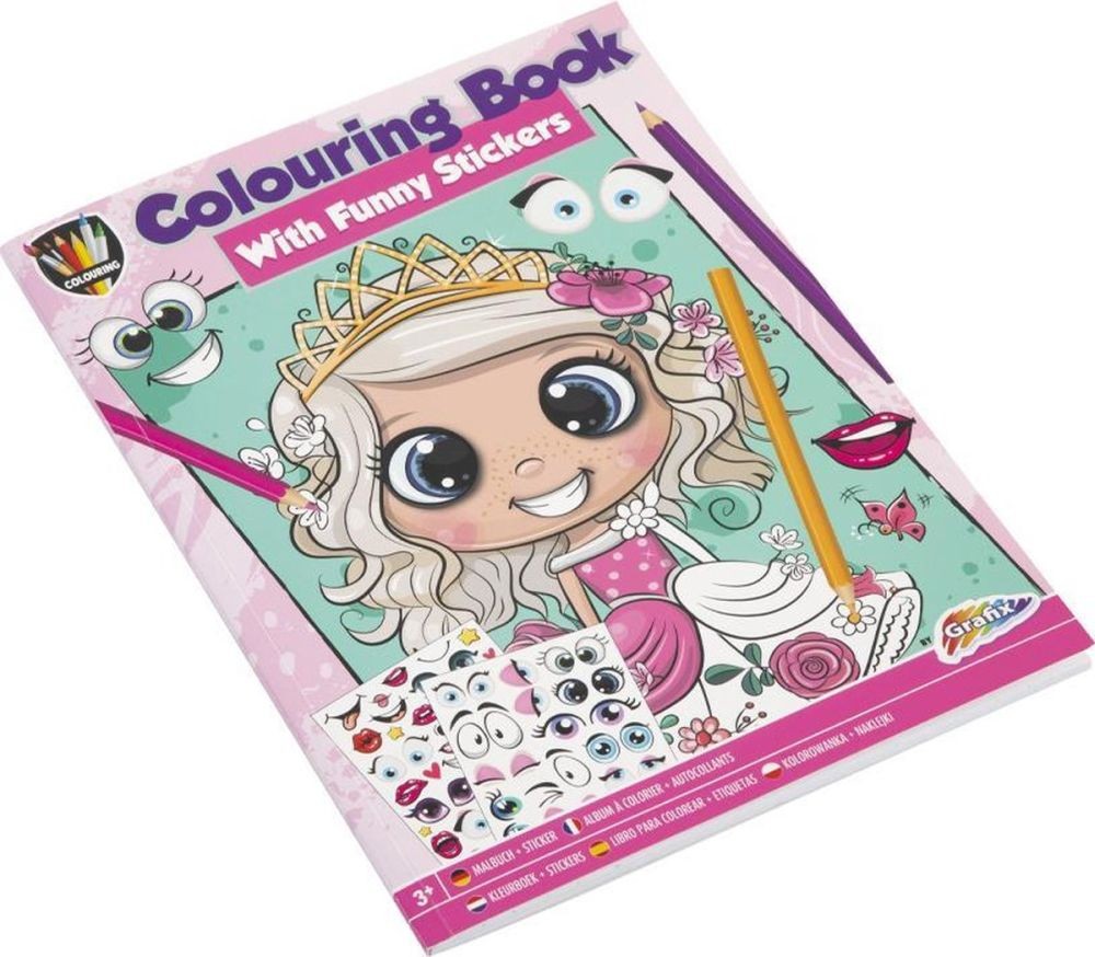 Книжка за оцветяване Grafix Colouring - А4, със стикери, за момиче ...