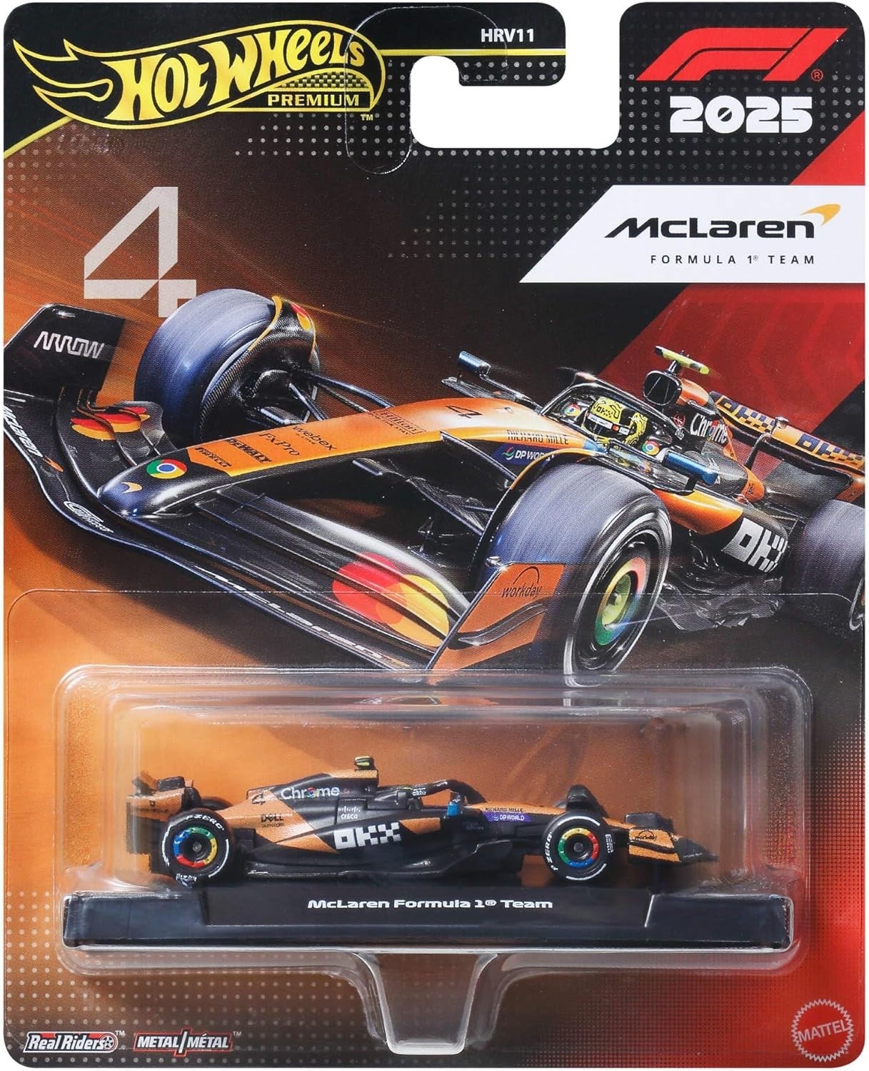 Метална кола Hot Wheels - McLaren Formula 1 Team, 4, 1:64