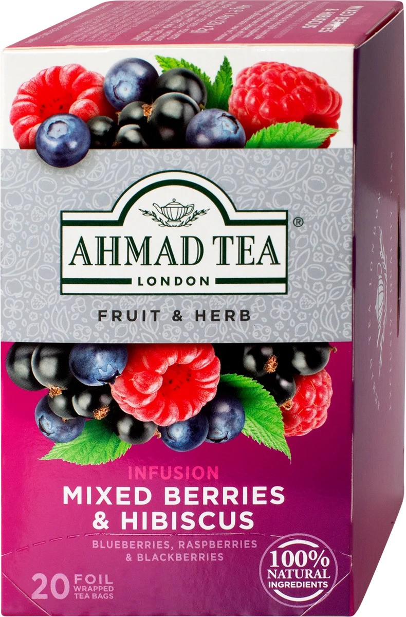 Mixed Berries & Hibiscus Плодов чай, 20 пакетчета, Ahmad Tea | Ozone.bg