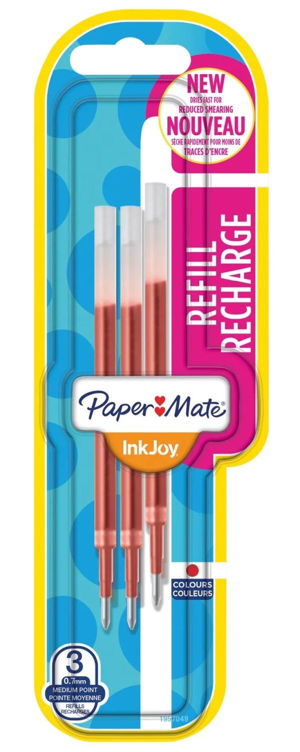 Пълнител за химикалка Paper Mate Ink Joy Gel M, червен, 3 броя Ozone.bg