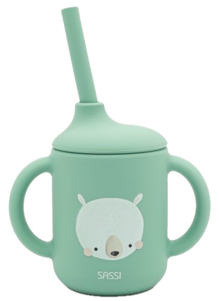 Sassi Cache Силиконова чаша със сламка Sassi - Munchy The Bear, зелена | Добра цена ...
