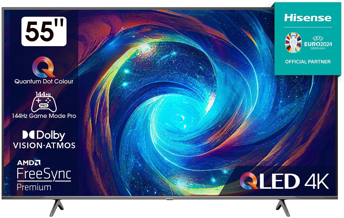 Смарт телевизор Hisense - 55E7KQ Pro, 55'', QLED, 4K, черен ТОП цена ...