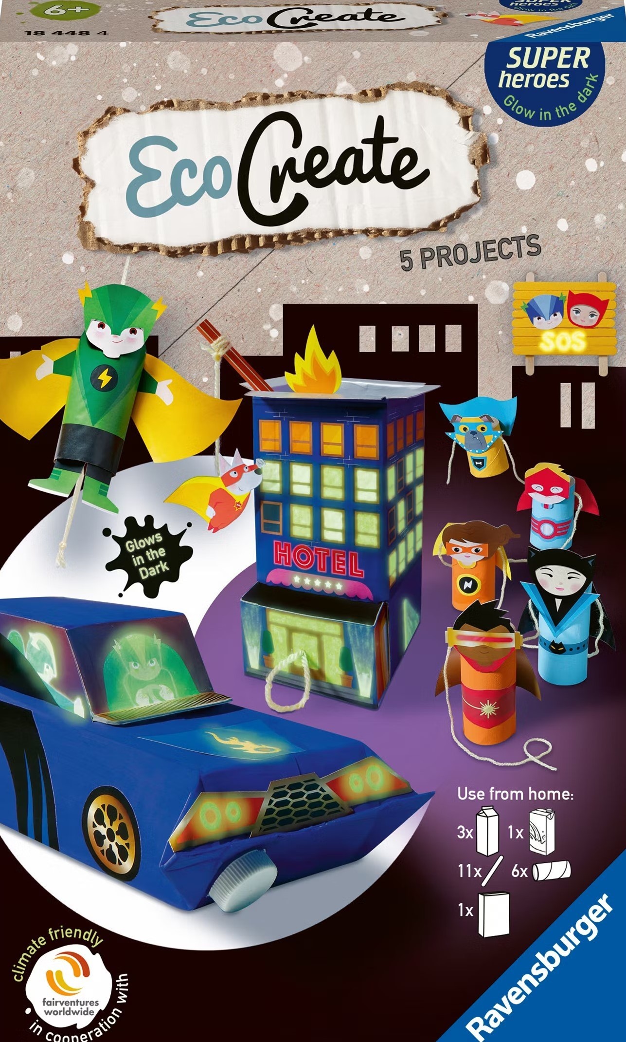 Ravensburger EcoCreate Monster Games – Kit De Manualidades De Reciclaje Para Niños +6 Años, Crea Juegos Con Materiales De Casa