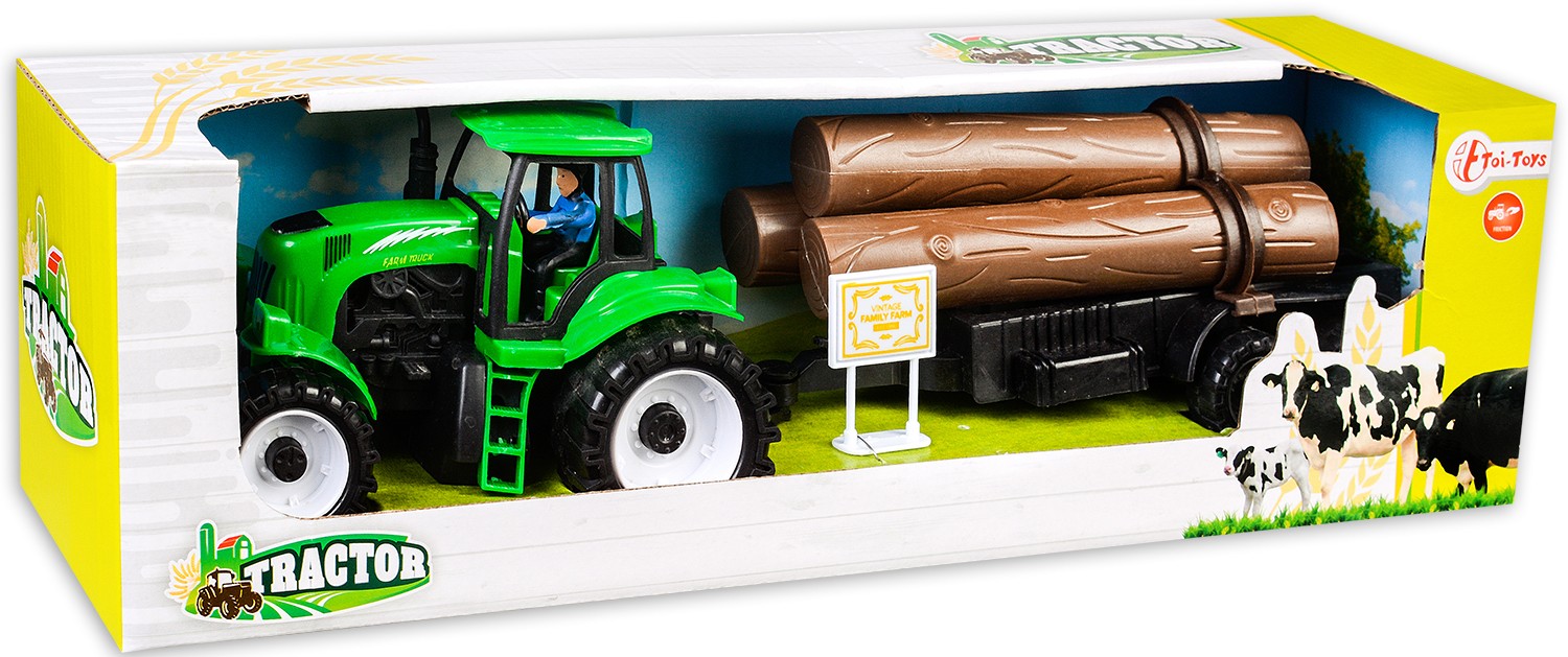 Детска играчка Toi Toys Трактор с ремарке, 39 cm, асортимент