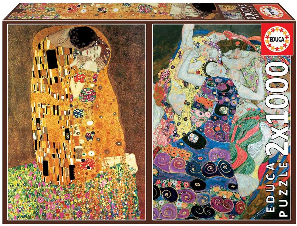 Пъзел Educa от 2 x 1000 части - Целувката и  Девицата на Густав Климт - 1