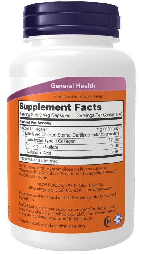 BioCell Collagen Hydrolyzed Type II, 120 капсули, Now | Ozone.bg