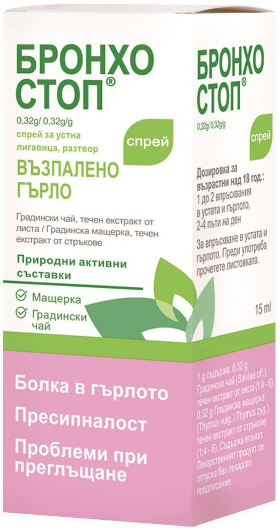 Бронхостоп Спрей, 15 ml, Kwizda Pharma | Ozone.bg