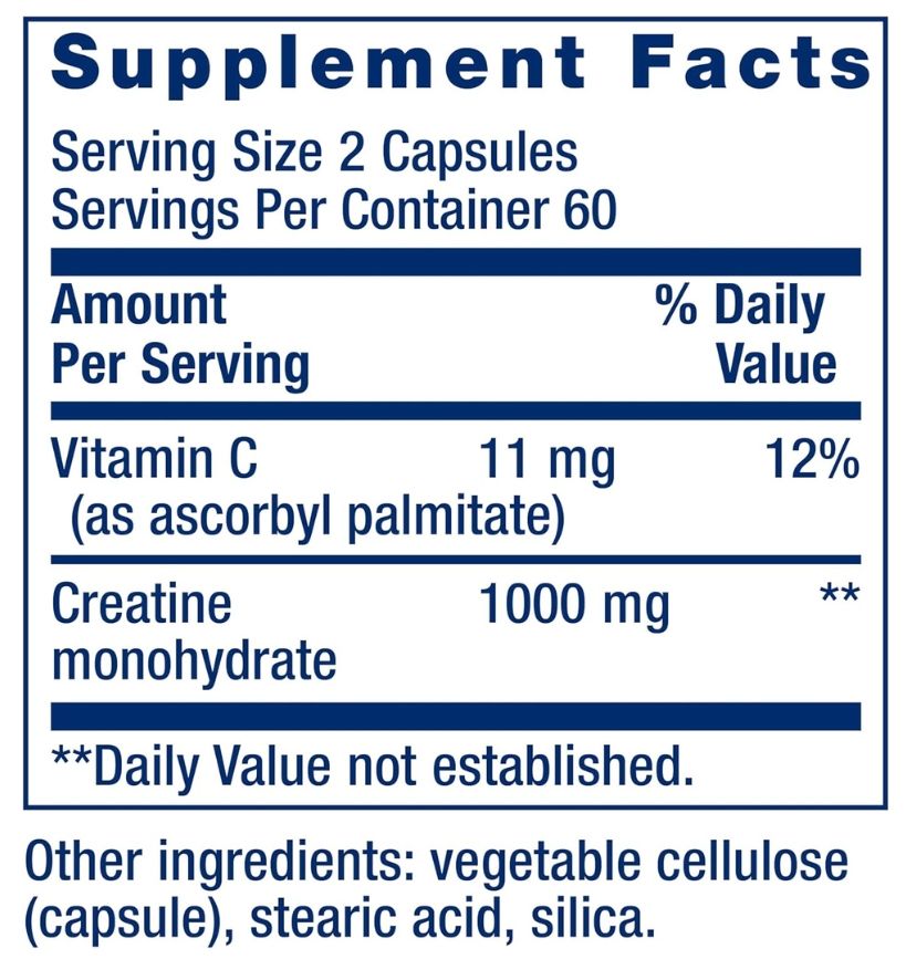 Creatine, 500 mg, 120 капсули, Life Extension | Ozone.bg