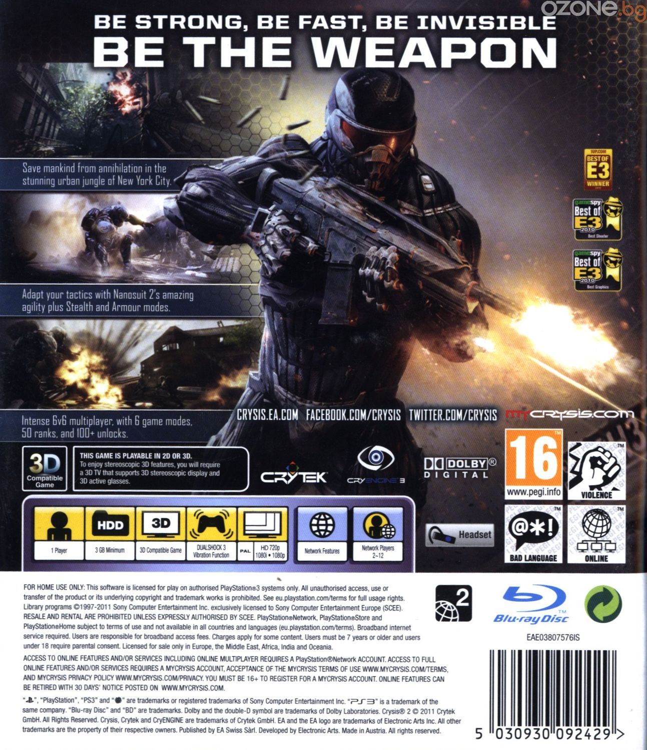 Jeux Crysis 2 & 3 VF Complet Pour PS3 - Lot En Bon état