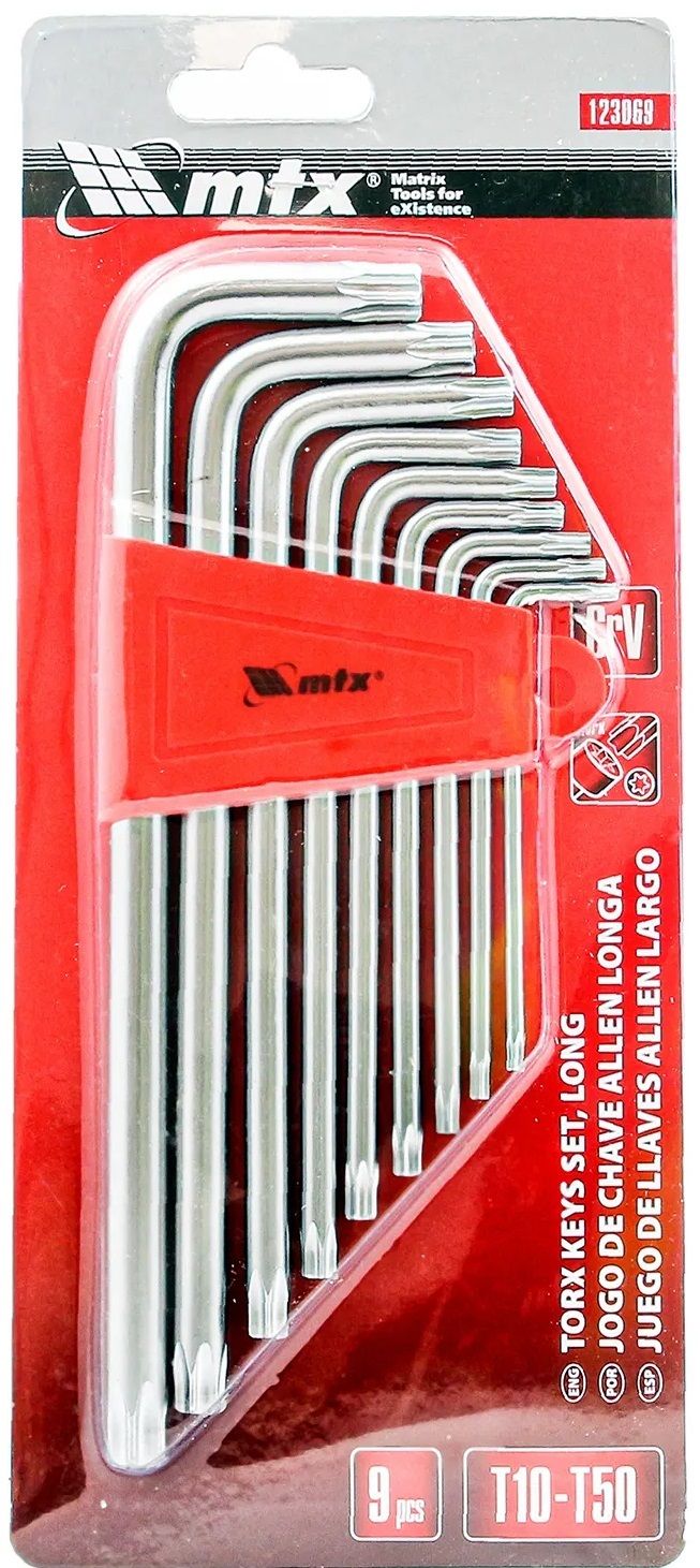 Дълги имбусни ключове MTX - Torx, 9 броя, T10-T50, стомана CrV | Ozone.bg