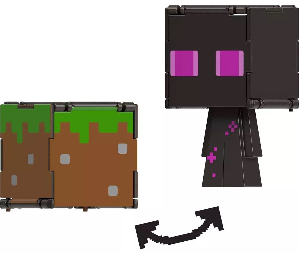 Екшън фигура Mattel Games: Minecraft - Enderman & Grass Block (Flippin ...