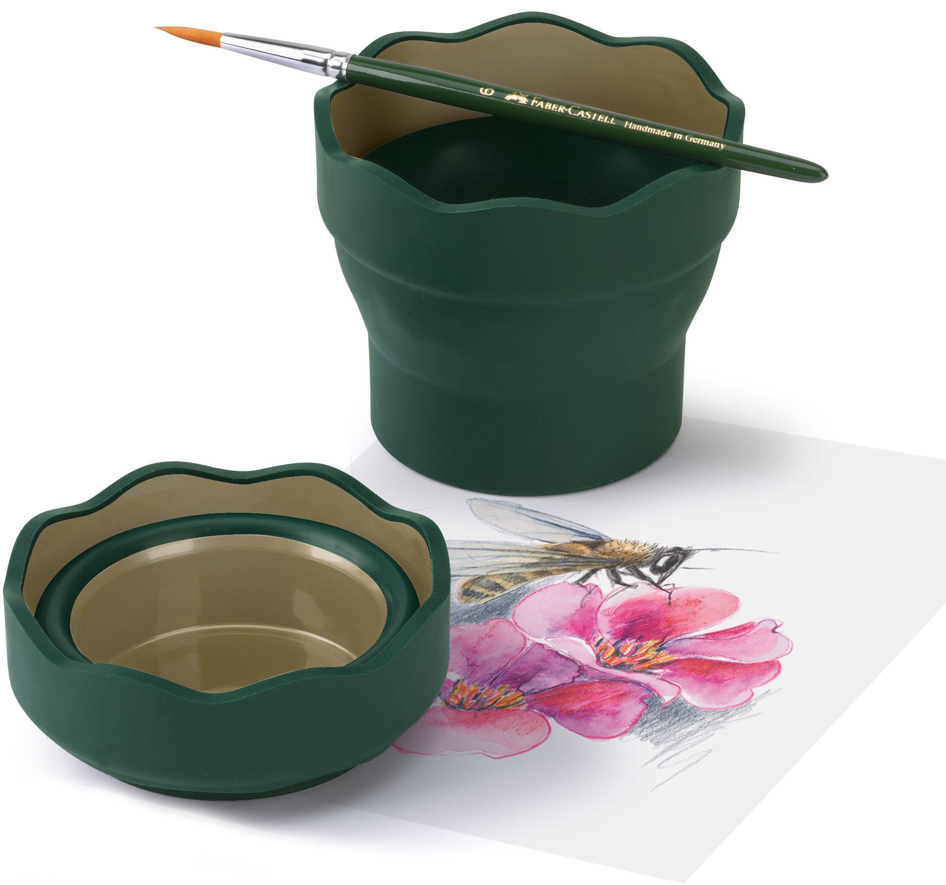 Сгъваема чаша за рисуване Faber-Castell - Тъмнозелена - 2
