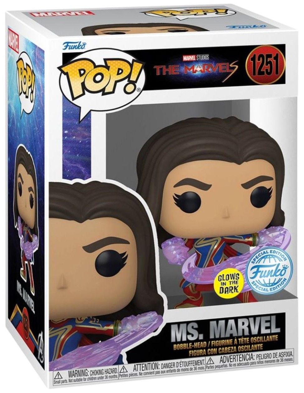 Funko Pop! The Marvels - Ms. Marvel (Glows in the Dark) (Special Edition) #1251 Bobble-Head Vinyl Figure