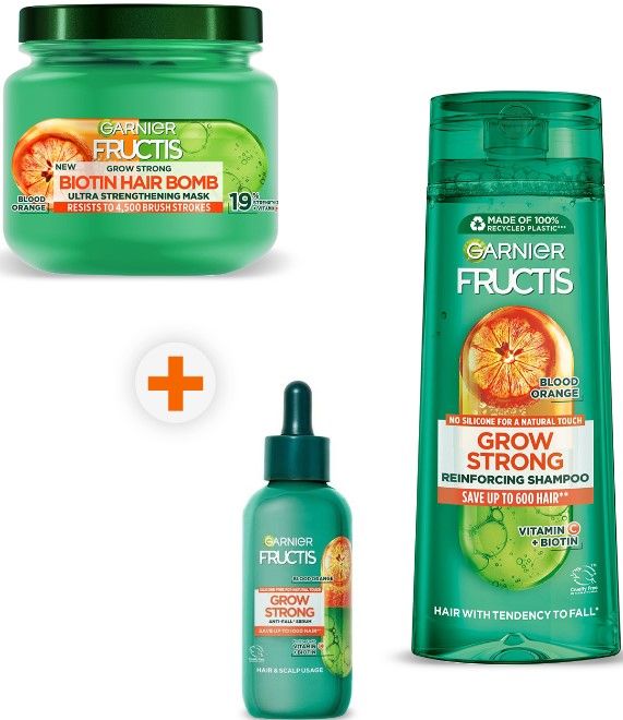 Garnier Fructis Комплект - Шампоан, Серум и Маска за коса, 400 + 125 ...