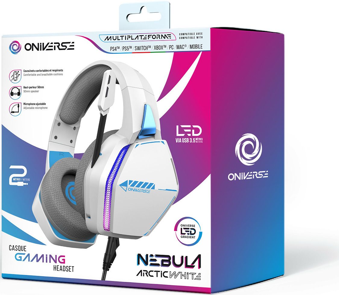 Гейминг слушалки Oniverse - Nebula, Artic White - 9