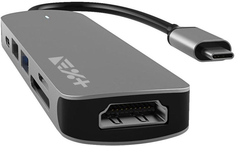 USB хъб Next One - Essentials Multiport, 6 порта, USB-C, сив | Ozone.bg