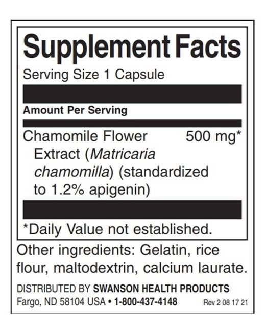 Chamomile Flower Extract, 500 mg, 60 капсули, Swanson Ozone.bg