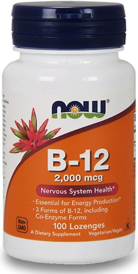 B-12, 2000 mcg, 100 таблетки, Now | Ozone.bg