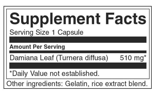 Gélules Damiana Swanson 510 Mg - Boîte De 100, Complément Alimentaire Quotidien