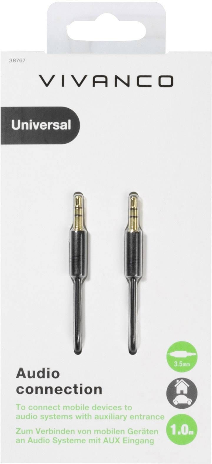 Кабел Vivanco Aux, 1m, черен Ozone.bg
