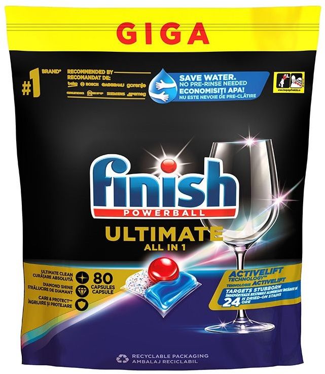 Капсули за съдомиялна Finish - Ultimate AIO, 80 броя | Ozone.bg