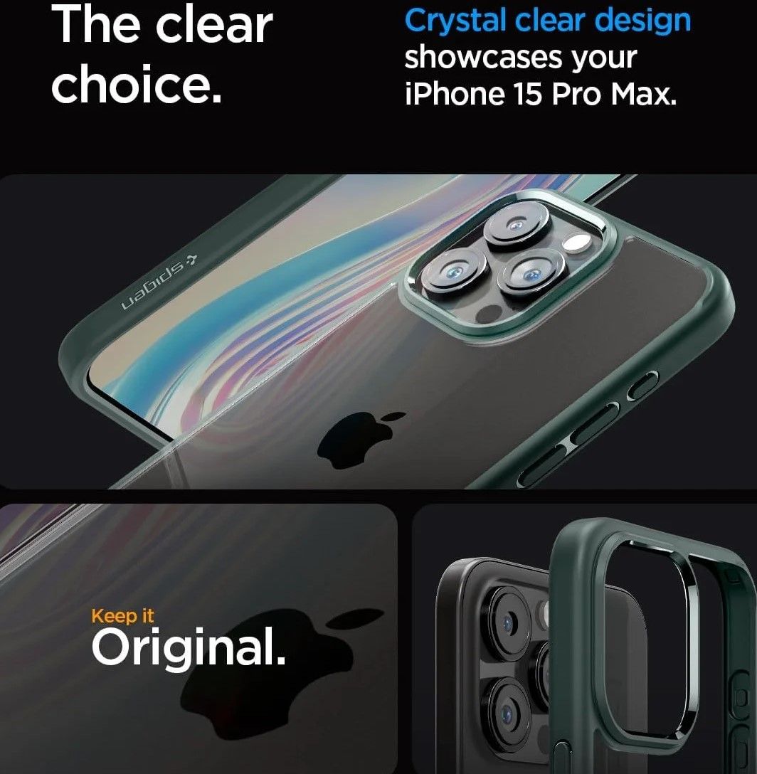 Калъф Spigen - Ultra Hybrid, iPhone 15 Pro Max, Abyss Green | Ozone.bg