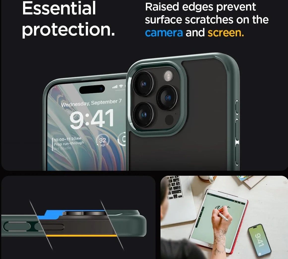 Калъф Spigen - Ultra Hybrid, iPhone 15 Pro Max, Abyss Green | Ozone.bg